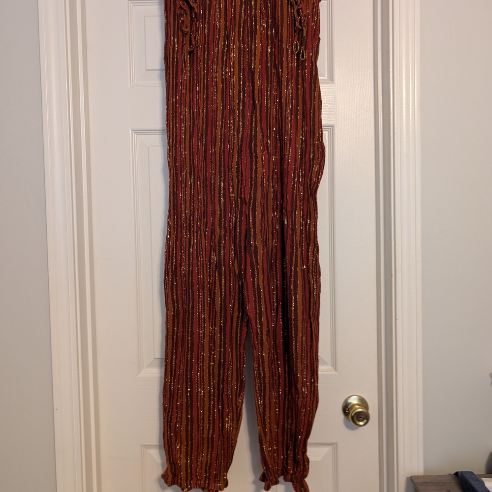 Source Unknown Red and Gold Wide Leg Pants